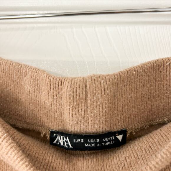 ZARA Tan Knit Sleeveless Turtleneck Lounge Set Two Piece Pants Outfit EUC S - Picture 5 of 13